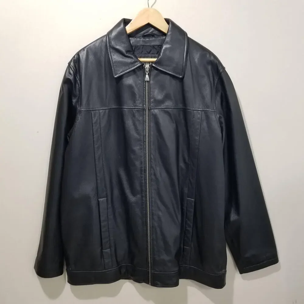 M Julian Leather Jacket Mens Medium Wilsons Zip Quilted Lined Pockets Classic